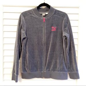 PUMA UNISEX ZIP UP JACKET GREY AND HOT PINK SZ L